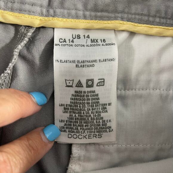 Dockers pants chinos women's 14 gray cotton light wash cropped comfortable - Picture 6 of 15